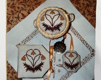 Sampler and Such cross stitch pincushion basket kit diy NIP Margaret’s Meadow pattern set