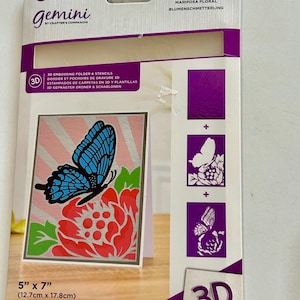 Gemini 3D Embossing folder Floral Butterfly  embossing folder rectangle frame  Paper Arts Junk Journal Supply Crafters Companion