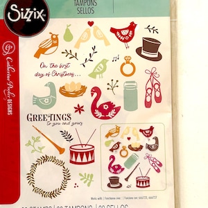 Sizzix Christmas clear stamps Catherine Pooler  cute Christmas  Icons set of 30 the 12 days of Christmas card making 666726