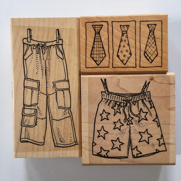 Custers Last Stamp Inc unused cargo pant and swim trunk stamp Great Impressions 3 ties used rubber stamp for card making diy you choose