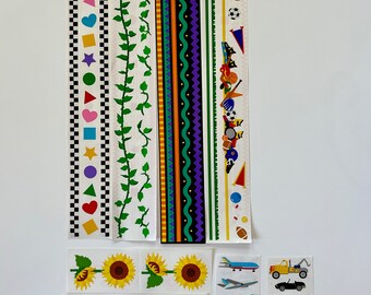 Vintage Mrs Grossman assorted stickers set of 8 borders sports airplanes vines sunflowers truck stickers journal making sticker collections