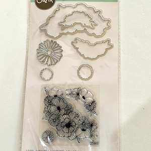 Sizzix Framelits metal dies with clear stamps daisy flowers set of 6 dies and 3 664355 ink blooms stamps card making