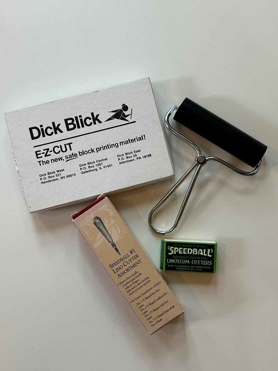 Dick Blick Printing Kit DIY EZ Cut Printing Blocks Brayer Speedball