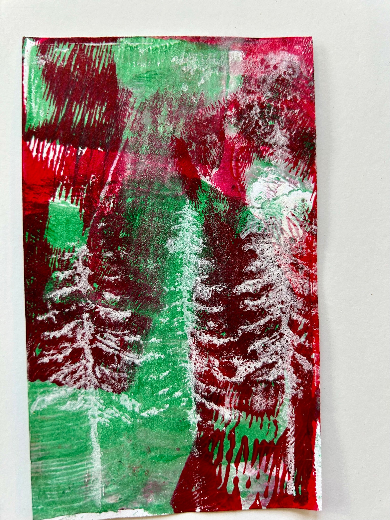 GELLI PRINTS Christmas Index Cards Set of 20 Handprinted UNIQUE Junk ...