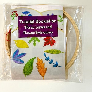 Leaf Embroidery Kit hoop embroidery thread needles scissors cloth slow stitch NIP fiber arts relaxing