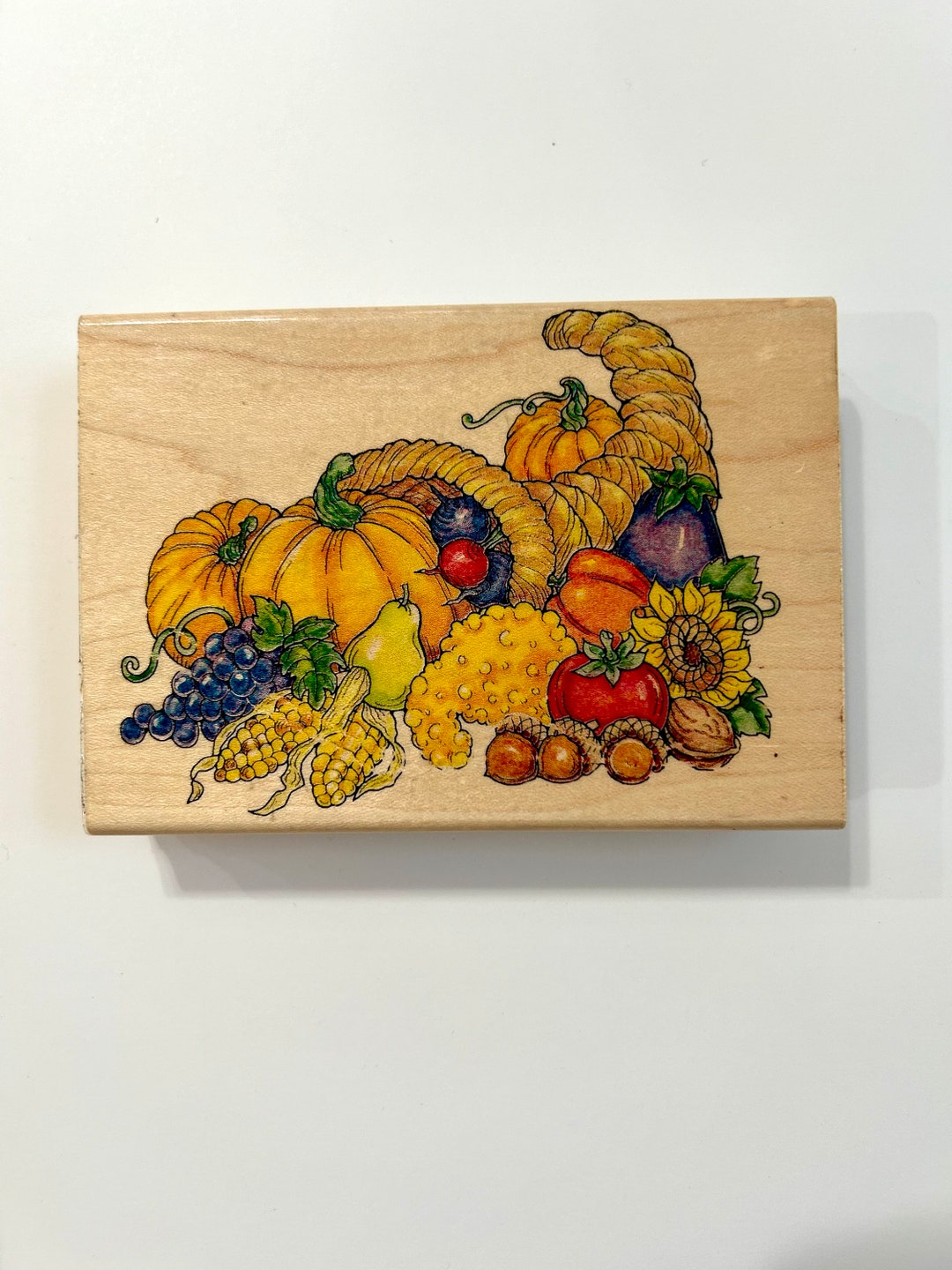 Cornucopia Rubber Stamp Pumpkins Vegetable Thanksgiving Fall Etsy