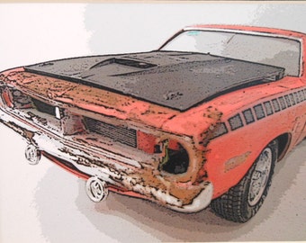 Rusted car Art Junker Car Photography Orange AAR Cuda photo muscle car scale model photos