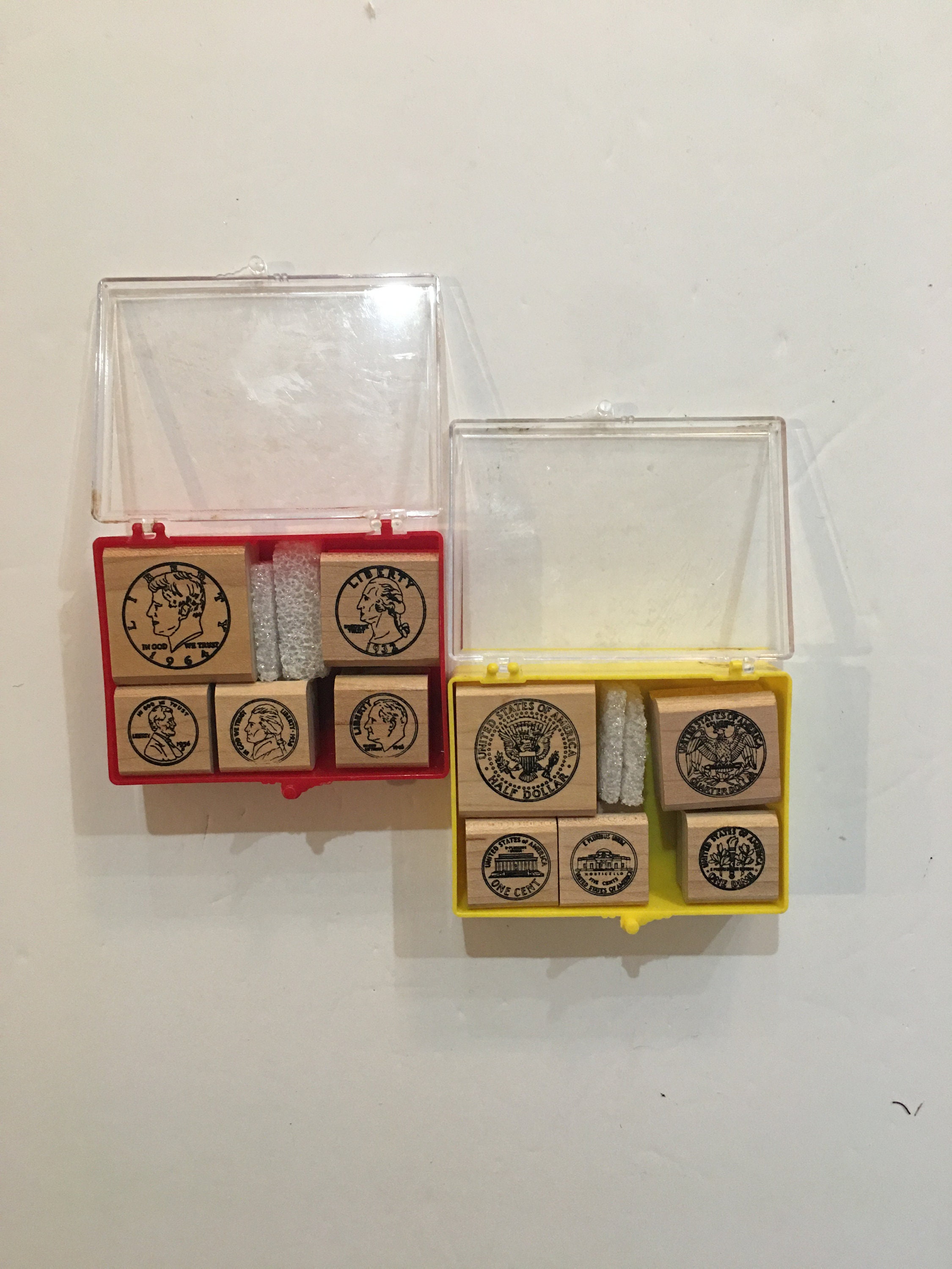 Rubber Ink Stamps U.S. Coins Math Educational Teacher F