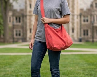 Personalized Embroidered Canvas Crossbody Bag – Large Minimalist Shoulder Tote