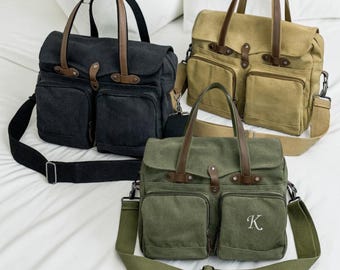 Bolsa de viaje de lona bordada personalizada – Bolso de lona grande, bolsa de trabajo para portátil