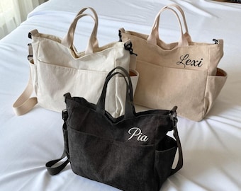 Bolso tote personalizado con múltiples bolsillos: bolso de hombro, bandolera y bolso de mano de gran capacidad y personalizado.