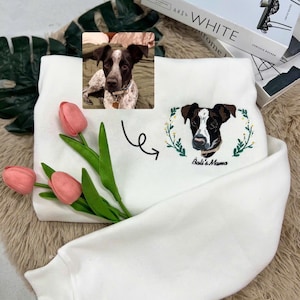 Custom Dog Face Embroidered Sweatshirt, Pet Photo Embroidered Hoodie, Dog Lovers Sweatshirt, Gift for Pet Lovers,Personalized Gift For Mom