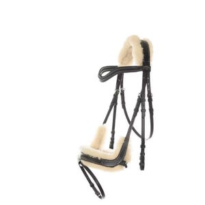 Sheepskin Padded Bridle | Black Leather Comfort Bridle with Detachable Fleece Padding | Anatomical Horse Bridle | Cob, Full, Draft Sizes