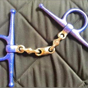 Full Cheek Twisted Bit | Blue Horse Snaffle Bit | Twisted Mouth Fixed Ring Bit | Stainless Steel Cheek Bit for Training Horses