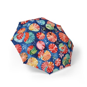 Japanese Kimono-Style Folding Umbrella - Water balloon Design - Automatic Open/Close - Double-Sided Print