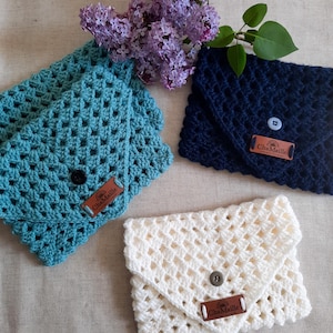 Handmade Crochet Book Sleeve, Pocket Size Book Bag, Protective Cover with Button