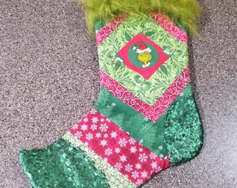 Deluxe Grinch red and green stocking