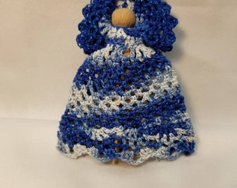 Shades of blue crocheted Christmas Angel