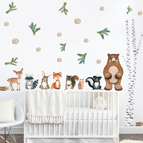 Woodland Wall Decal Fabric Decals Baby Wall Decal Room Etsy