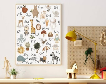 Alphabet Poster, Nursery Decor, ABC Wall Art, Alphabet Wall Art ...