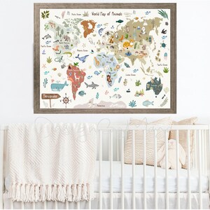 Weltkarte Kinderzimmer Wandbild, Welttiere Kinderzimmer Aufkleber Tier Aufkleber Polka Dots Babyzimmer Dekoration Stoff Aufkleber Baby Wandbilder
