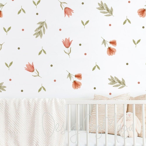 Sage Green Leaves Wall Decals Greenery Wall Stickers Boho Etsy