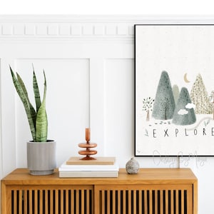 Explore adventure print, Nursery woodland, Cute Baby Nursery Decor, Baby shower gift, Baby Nursery Decor, Nursery wall art, Pine tree art