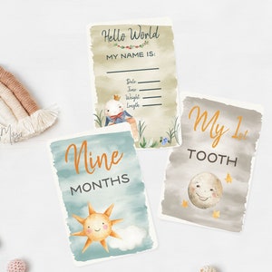 Cartes d'étapes bébé, journal de bébé et livre de souvenirs, journal de bébé, livre de bébé, thème comptine, journal de grossesse, carte de livre de première année de bébé