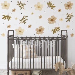 Boho Flower and Leaf Wall Decals: Scandinavian Nursery Decor