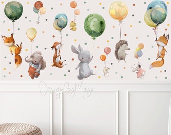 Adesivo de parede de balão, Adesivos de berçário, Adesivos de parede de berçário de animais bebês, Adesivos de balão, Decoração de parede, Adesivos infantis, Adesivos de carnaval, Decoração de berçário