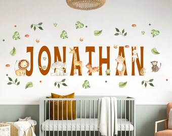 Personalized Safari Nursery Decor: Watercolor Animal Name Wall Decals