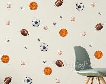 Sports Balls Wall Decals, Sport Wall Art, Boy Kids sport Decor, Soccer, Basketball, Football, Baseball, Volleyball Decor wall stickers art