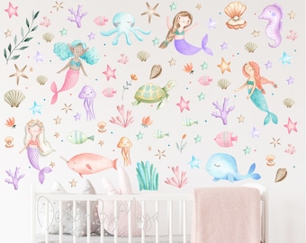 Mermaid Fabric Wall Decals: Ocean Nursery Decor