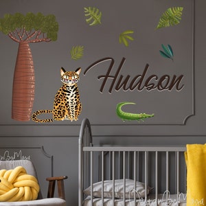 Baby room wall decor Watercolor Safari Wall Stickers Baby Boy Decor nursery Safari Nursery Fabric Decal safari nursery Wall stickers room