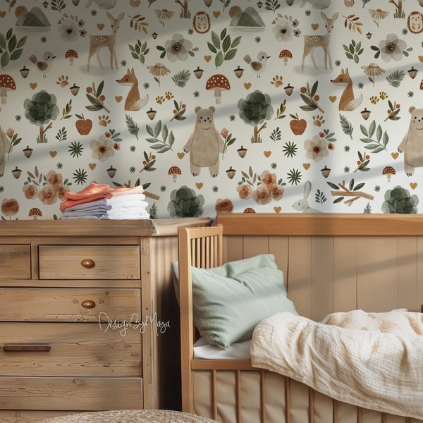 Woodland Nursery Wallpaper - Etsy
