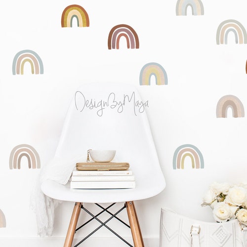 Retro Nursery Decal Watercolor Rainbow Art Fabric Rainbow Etsy