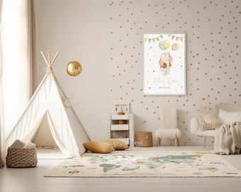 World Map rug, Play Rug, Play Mat, Nursery Rug, Kids Rug, Kids Room Rug, Printed Rug, Playroom Floor Rug, World Map decor, Animals decor