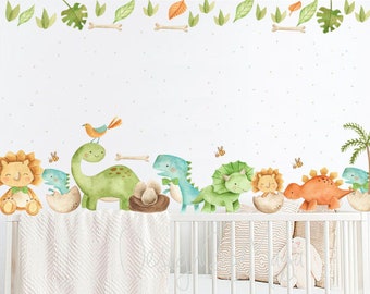 Dino nursery, Dinosaur Watercolor, Nursery decals, Nursery Wall Decals, Dinosaur Decals, Wall Decor, Kids Decals, Dino Decals, Nursery decor