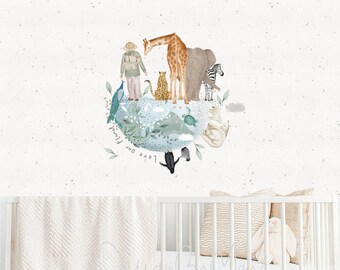 Little explorer sticker, Love our planet decal, Boho baby room, Foliage wall stickers, Botanical Green Leaf Decal leaves clings Boho Decal