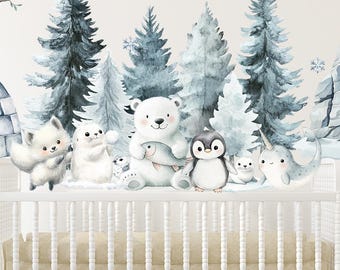 Arctic Animals Fabric Wall Decals: Modern Nursery Decor