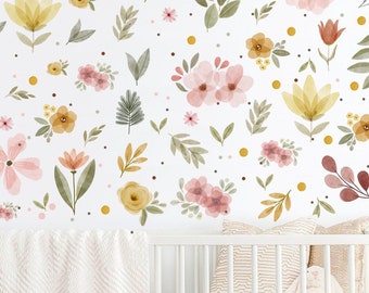 Wild Meadow Watercolor Floral Wall Decals Removable PVC Vinyl Wall Sti –