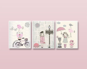 Paris Metro Nursery Art Print: Shabby Chic Girl Room Decor