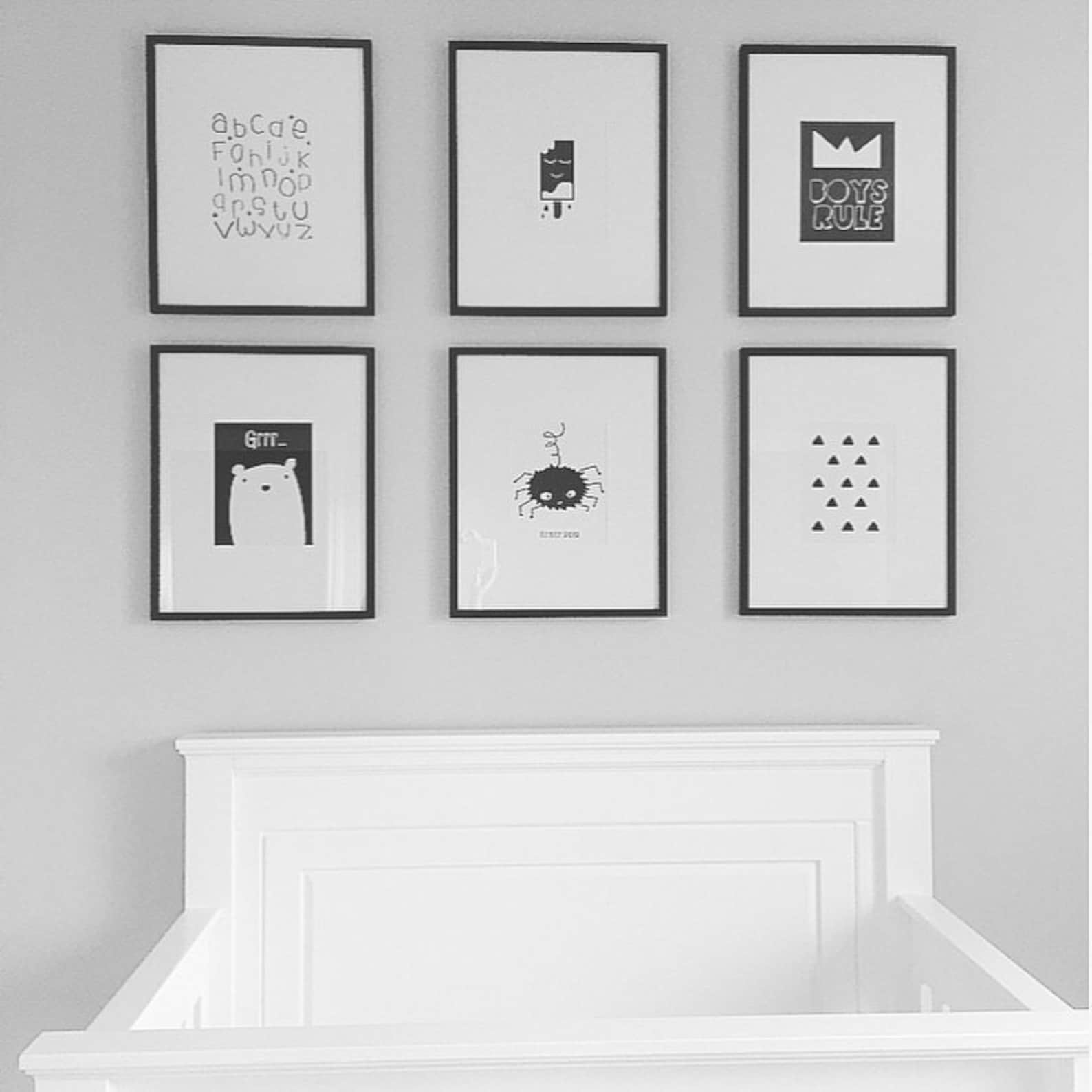 Black and White Baby Print Nursery Wall Art Baby Room Decor Etsy