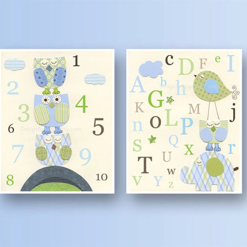 Kids Wall Art Nursery Decor // Baby Boy Room Art // Set of 3 - Etsy