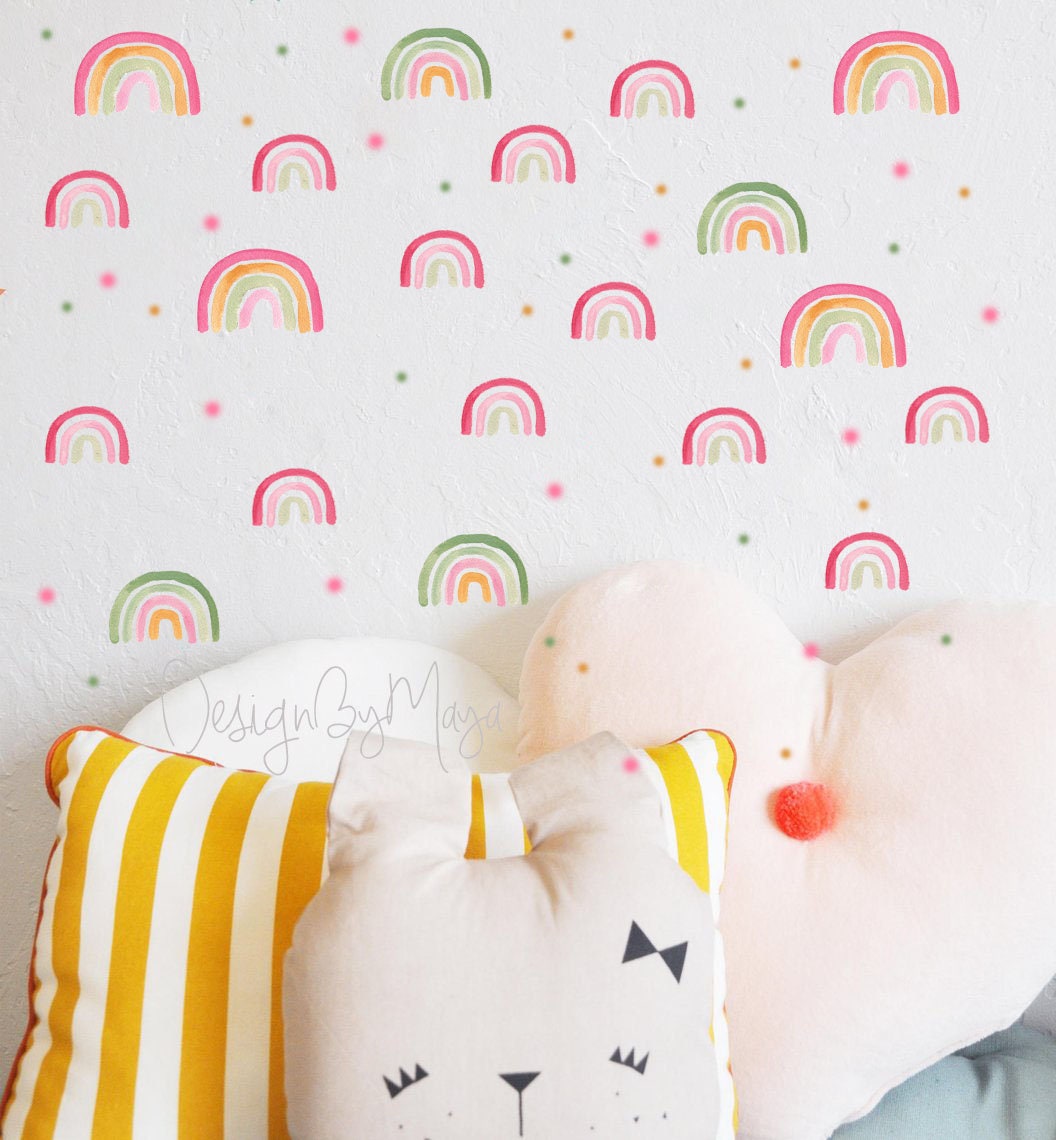 Nursery decor Baby Boy Wall Decal Rainbow Polka dots Etsy