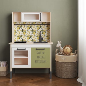 Sticker set for IKEA DUKTIG play kitchen, Playroom kids kitchen decor, Ikea upgrade, Backsplash or Cabinet&#39;s door, IKEA play kitchen hack