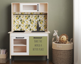 Sticker set for IKEA DUKTIG play kitchen, Playroom kids kitchen decor, Ikea upgrade, Backsplash or Cabinet&#39;s door, IKEA play kitchen hack