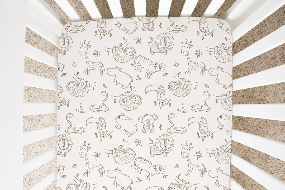 Safari Zoo Crib Sheet Boho Minky Bedding Jungle Crib Bedding