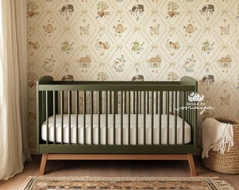 Vintage Farm Animal Wallpaper: Boho Nursery Decor Mural