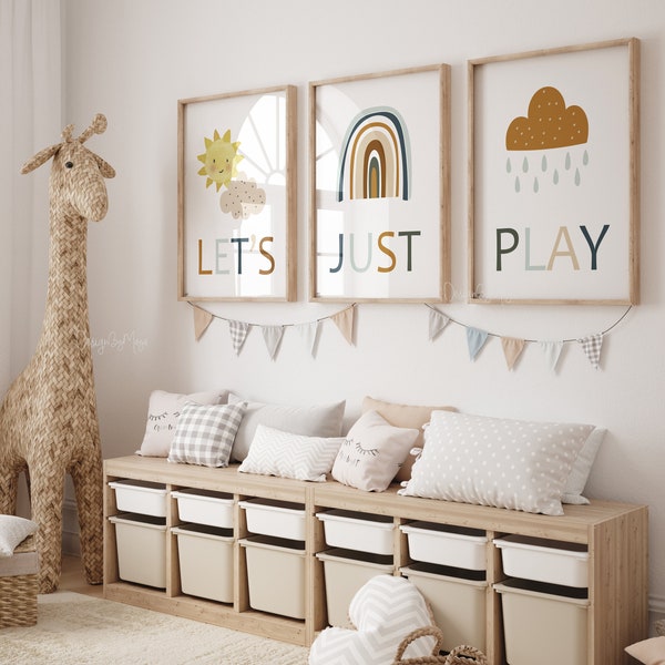 Let's just play, Rainbow print, Baby Room decor, wall art Decor, Children Art print, Kids Room, Nursery wall art, Children print Play room